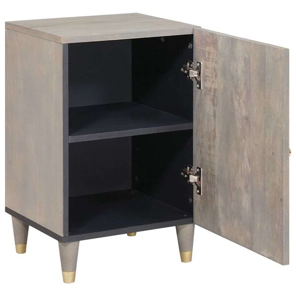 vidaXL Badezimmerschrank mit Tür Grau 38 x 33 x 58 cm Massivholz Mango