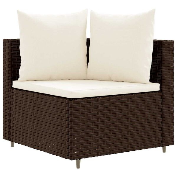 vidaXL 7-tlg. Garten-Sofagarnitur mit Kissen Braun Poly Rattan