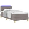 vidaXL LED Boxspringbett mit LED-Lichtleisten Taupe 90 x 190 cm Stoff