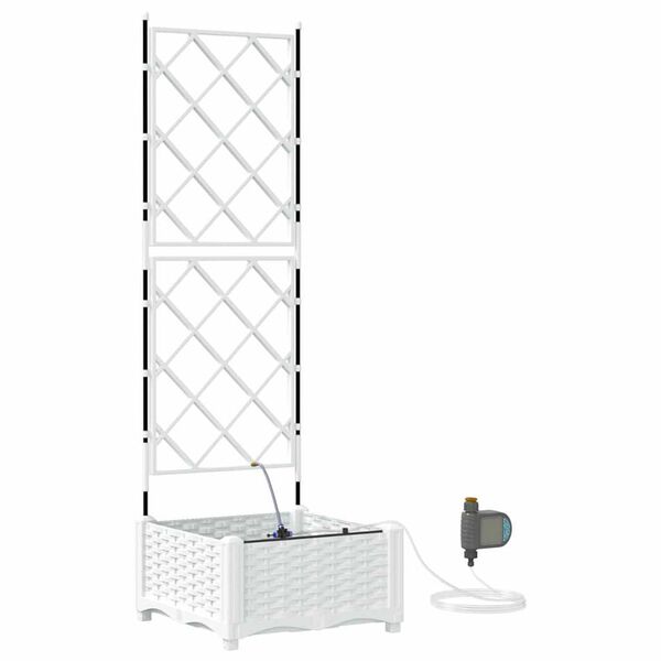 vidaXL Garten-Pflanzgef&auml;&szlig; Wei&szlig; 40 x 40 x 126 cm Stahl