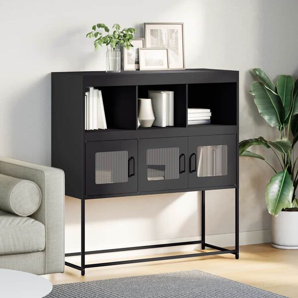 vidaXL Sideboard Schwarz 100,5x39x107 cm Kaltgewalzter Stahl