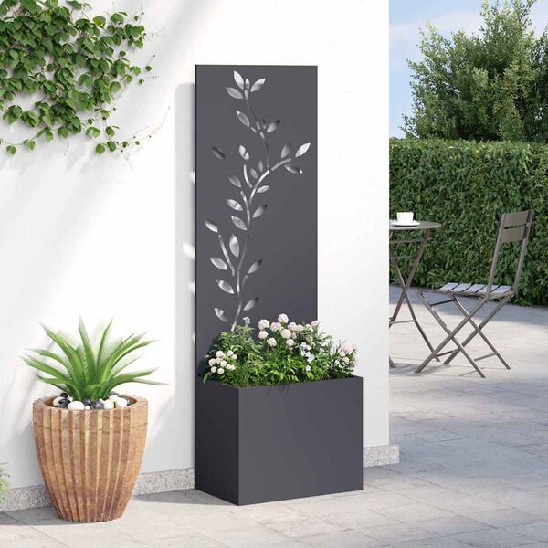 vidaXL Garten Sichtschutz-Leinwand Floral Anthrazit 50 x 140 cm