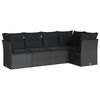 vidaXL 5-tlg. Garten-Sofagarnitur mit Kissen Schwarz Poly Rattan