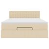 vidaXL Ottomane Bett mit Matratze & LEDs Creme 140x200 cm Stoff