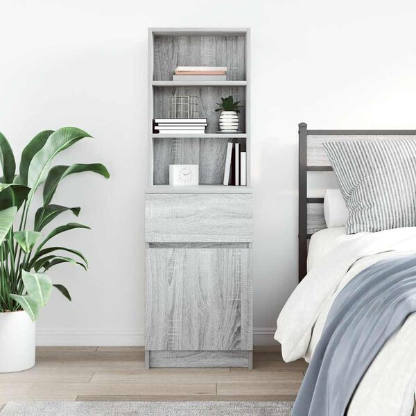 vidaXL Nachttisch Grau Sonoma 39x35x125 cm Holzwerkstoff