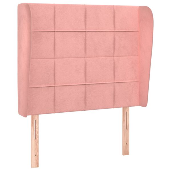 vidaXL Kopfteil mit Ohren Rosa 93x23x118/128 cm Samt