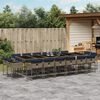 vidaXL 17-teiliges Garten-Ess-Set mit Kissen, grau, Polyrattan