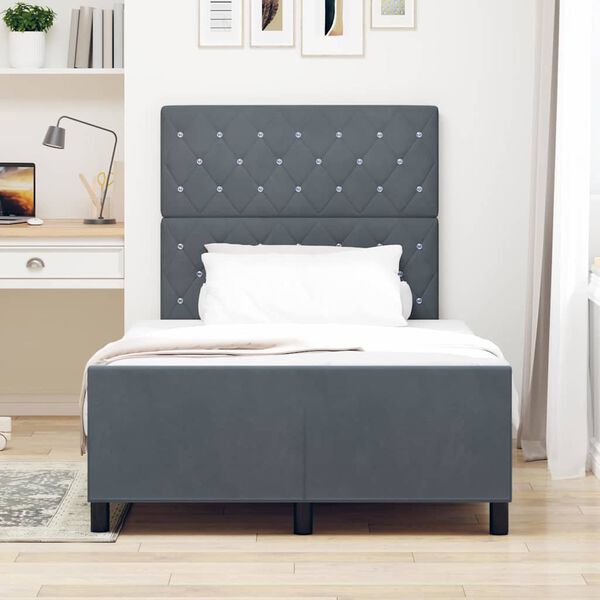 vidaXL Boxspringbett mit Kopfteil Dunkelgrau 120 x 200 cm Samt