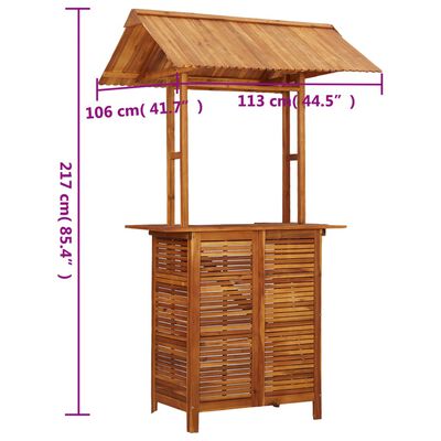 vidaXL Outdoor-Bartisch mit Dach 122×106×217 cm Akazie Massivholz