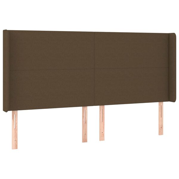 vidaXL Kopfteil mit Ohren Dunkelbraun 203x16x118/128 cm Stoff