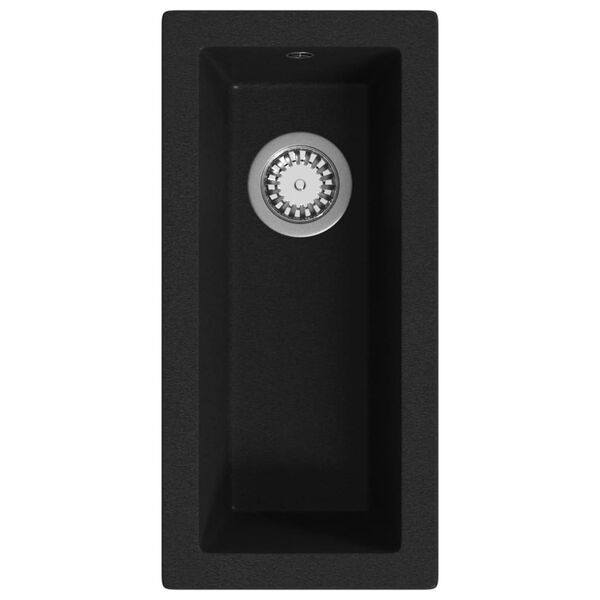 vidaXL Küchenspüle mit Überlauf Schwarz Granit