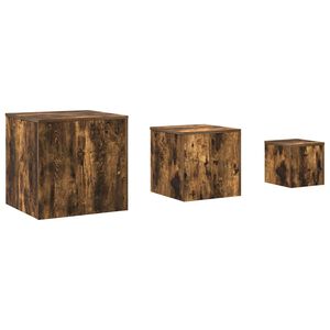 vidaXL Beistelltische 3 Stk. R&auml;uchereiche Holzwerkstoff