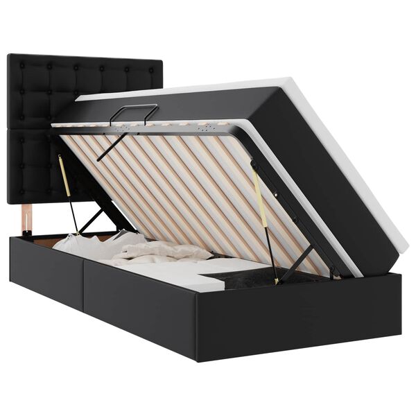 vidaXL Bett mit Stauraum und LED Schwarz 90 x 200 cm Kunstleder