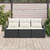 vidaXL Garten-Sofa-Set mit Kissen 3 pcs Schwarz und Wei&szlig; Poly Rattan