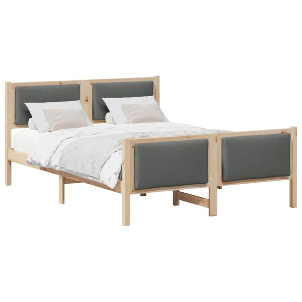 vidaXL Bettrahmen mit Kopfteil Dunkelgrau 135 x 190 cm Stoff