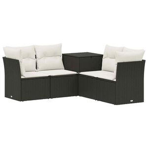 vidaXL Sofa Set 5 stk. Schwarz und Cremewei&szlig; Polyrattan und Stahl