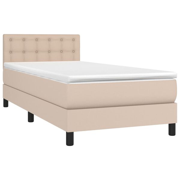 vidaXL Boxspringbett mit Matratze Cappuccino-Braun 90x200cm Kunstleder