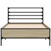 vidaXL Bettgestell Sonoma-Eiche 90x200 cm Holzwerkstoff und Metall