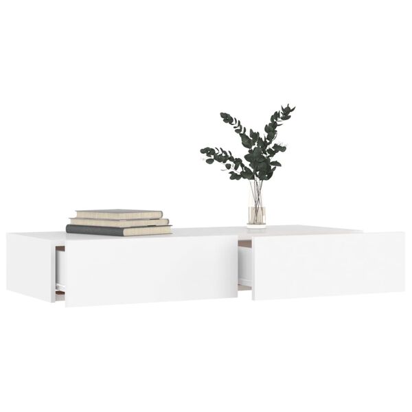 vidaXL TV-Schrank mit LED-Leuchten Wei&szlig; 90x35x15,5 cm