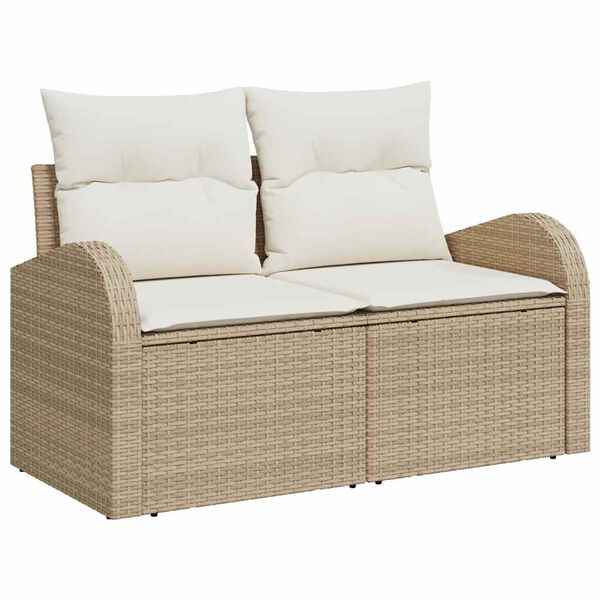 vidaXL Garten-Sofa-Set mit Kissen 6 pcs Beige Poly-Rattan