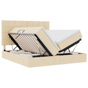 vidaXL LED-Speicherbett mit Matratze Creme 180 x 200 cm Stoff