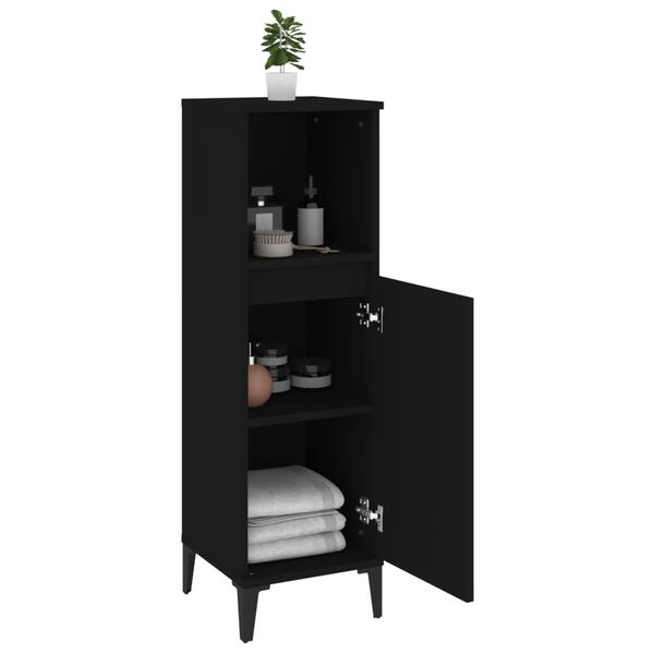 vidaXL Badschrank Schwarz 30x30x100 cm Holzwerkstoff