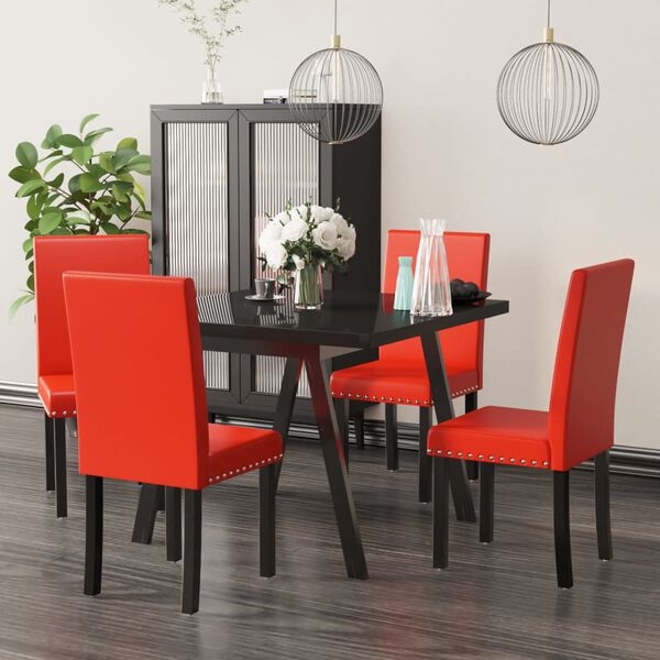 vidaXL Esszimmerst&uuml;hle 4 Stk. Rot PVC
