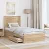 vidaXL Bettrahmen Sonoma Eiche und Silber 75 x 190 cm Holzwerkstoff