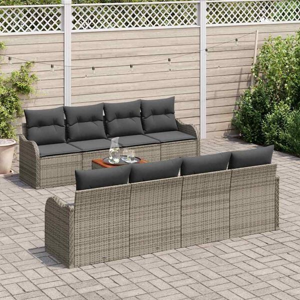 vidaXL Garten-Sofa-Set 9 pcs Grau Poly Rattan