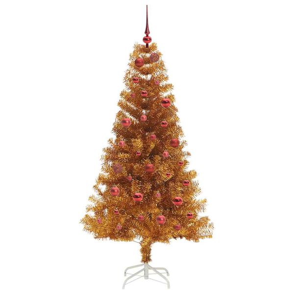 vidaXL Weihnachtsbaum mit 150 LEDs mit St&auml;nder Gold 150 cm PET