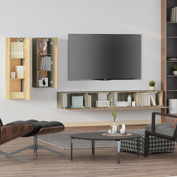 vidaXL 4-tlg. TV-Schrank-Set Sonoma-Eiche Holzwerkstoff