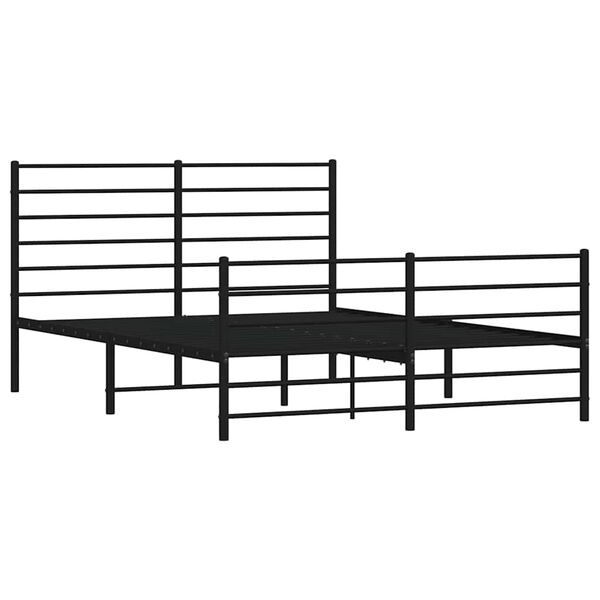 vidaXL Bettgestell mit Kopf- und Fu&szlig;teil Metall Schwarz 150x200 cm