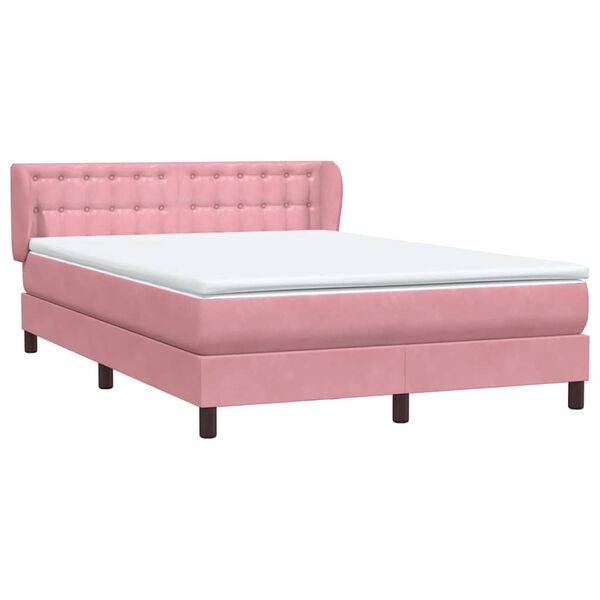 vidaXL Boxspringbett mit Matratze Rosa 140x210 cm Samt