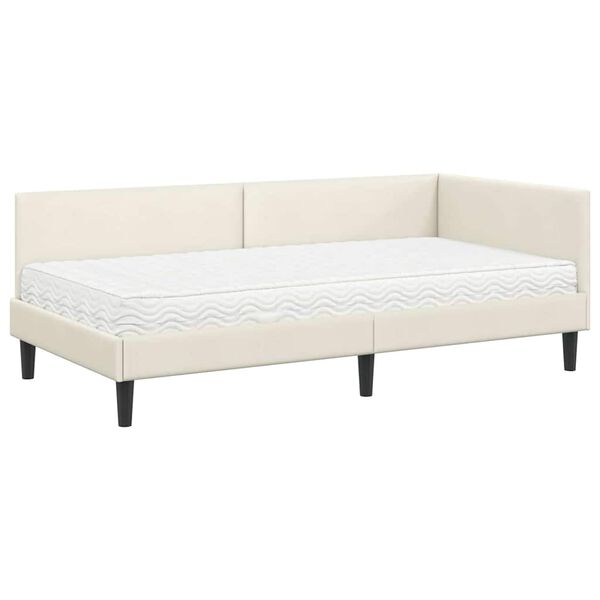 vidaXL Eckbettgestell mit Matratze Sonstiges 2 pcs Creme Samt