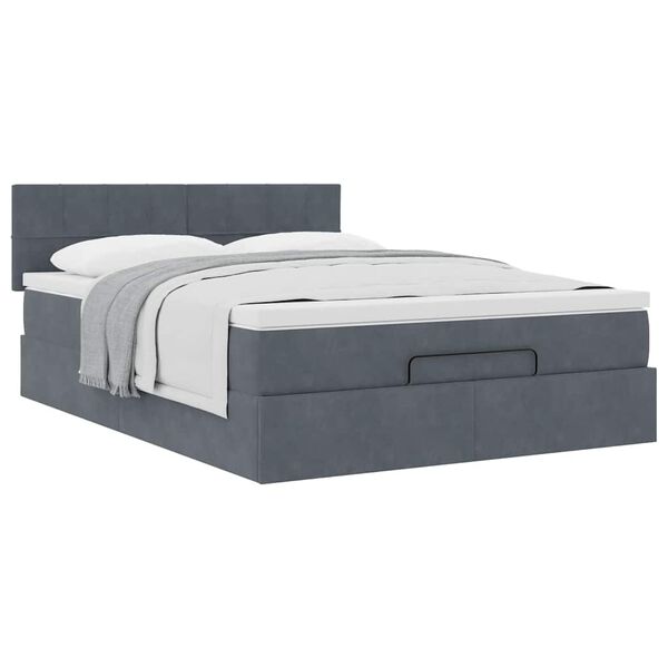 vidaXL Ottoman-Bett mit Matratze Dunkelgrau 140x200 cm Samt