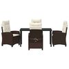 vidaXL Garten Essgruppe mit Kissen 5 pcs Braun Poly-Rattan