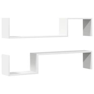 vidaXL Wandregale 2 Stk. Wei&szlig; 100x15x20 cm Holzwerkstoff