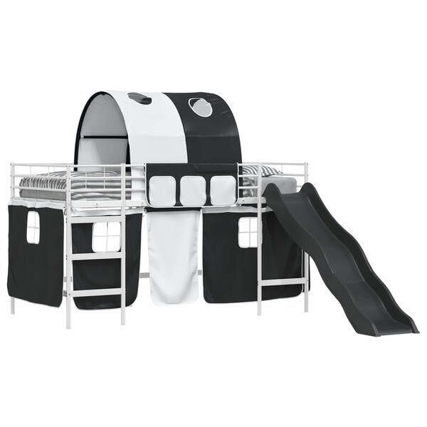 vidaXL Kinder-Etagenbett Wei&szlig; und Schwarz 90 x 200 cm Metall