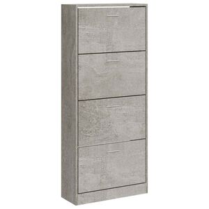 vidaXL Schuhschrank Betongrau 63x24x147 cm Holzwerkstoff