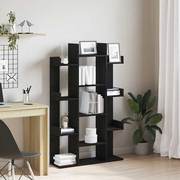 vidaXL B&uuml;cherregal Schwarz Eichen-Optik 86 x 25,5 x 140 cm