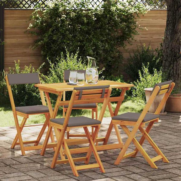 vidaXL Bistrogarnitur mit Kissen 5 pcs &Ouml;l-Natur Massivholz Akazie