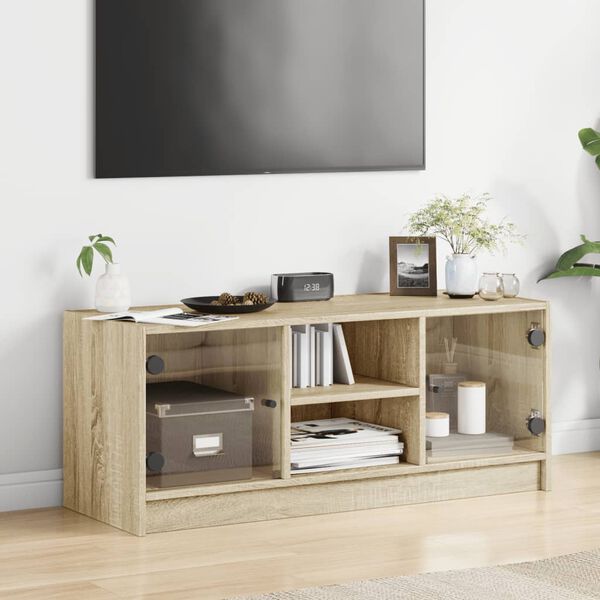 vidaXL TV-Schrank mit Glast&uuml;ren Sonoma-Eiche 102x37x42 cm