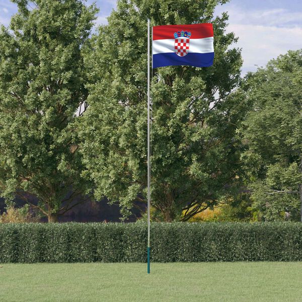 vidaXL Flagge Kroatiens mit Mast 6,08 m Aluminium
