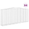 vidaXL Gabionen mit Hochbogen 4 Stk. 400x50x180/200cm Verzinktes Eisen