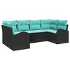 vidaXL Gartensofa-set mit Kissen 6 pcs Schwarz und T&uuml;rkis Poly-Rattan
