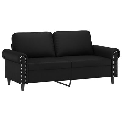 vidaXL 2-Sitzer-Sofa mit Zierkissen Schwarz 140 cm Kunstleder