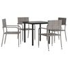 vidaXL 5-tlg. Garten-Essgruppe Grau und Schwarz Poly Rattan und Stahl