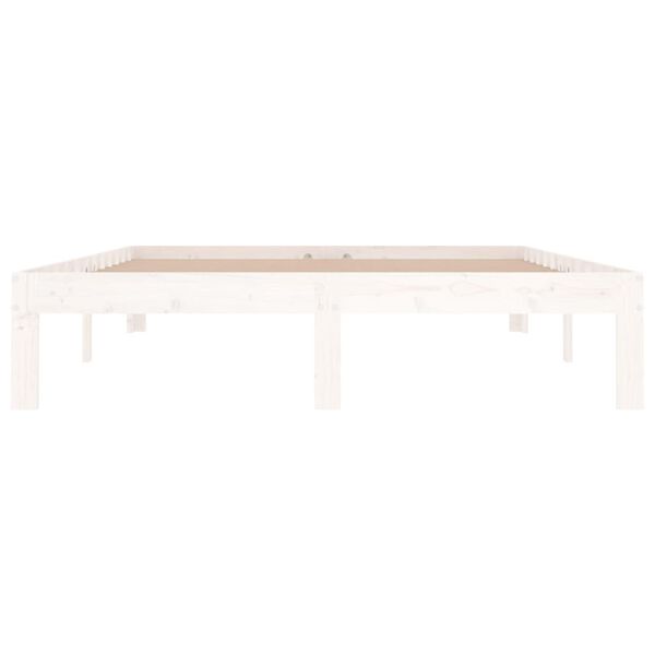 vidaXL Massivholzbett Wei&szlig; 135x190 cm