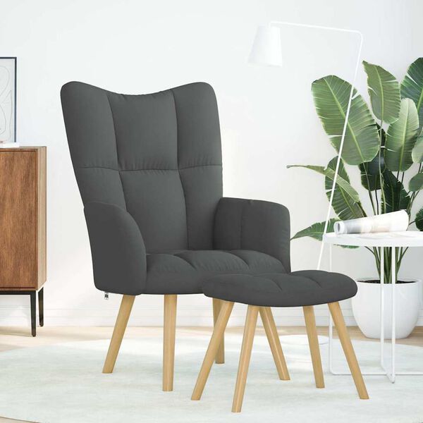vidaXL Relaxsessel mit Hocker Dunkelgrau Stoff