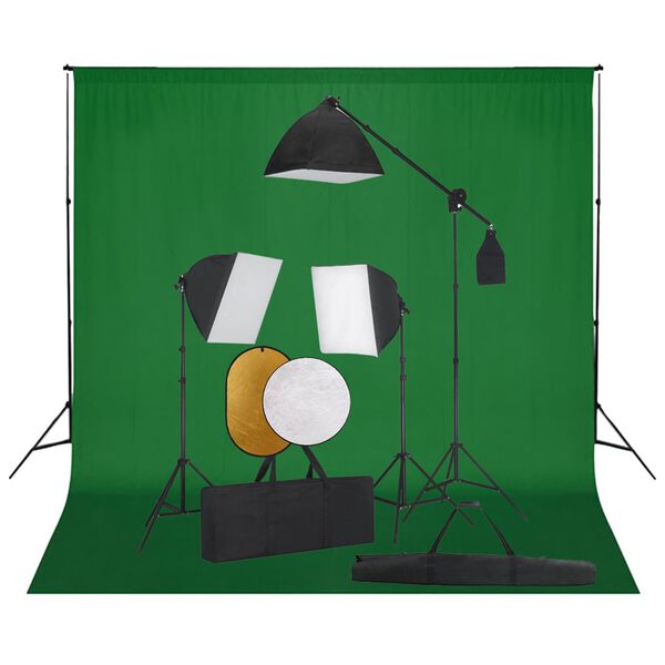 vidaXL Fotostudio-Set mit Softbox-Leuchten, Hintergrund und Reflektor